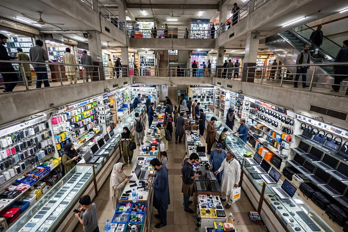 Hafeez Centre electronics market halls in Gulberg, Lahore